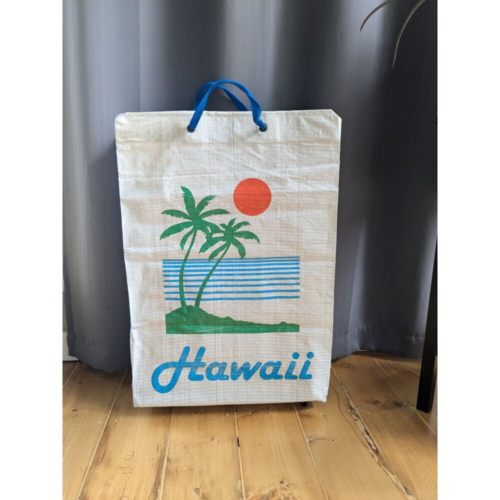 Unique Vintage Hawaii Shopping Bag w/ Wheels, Zipper